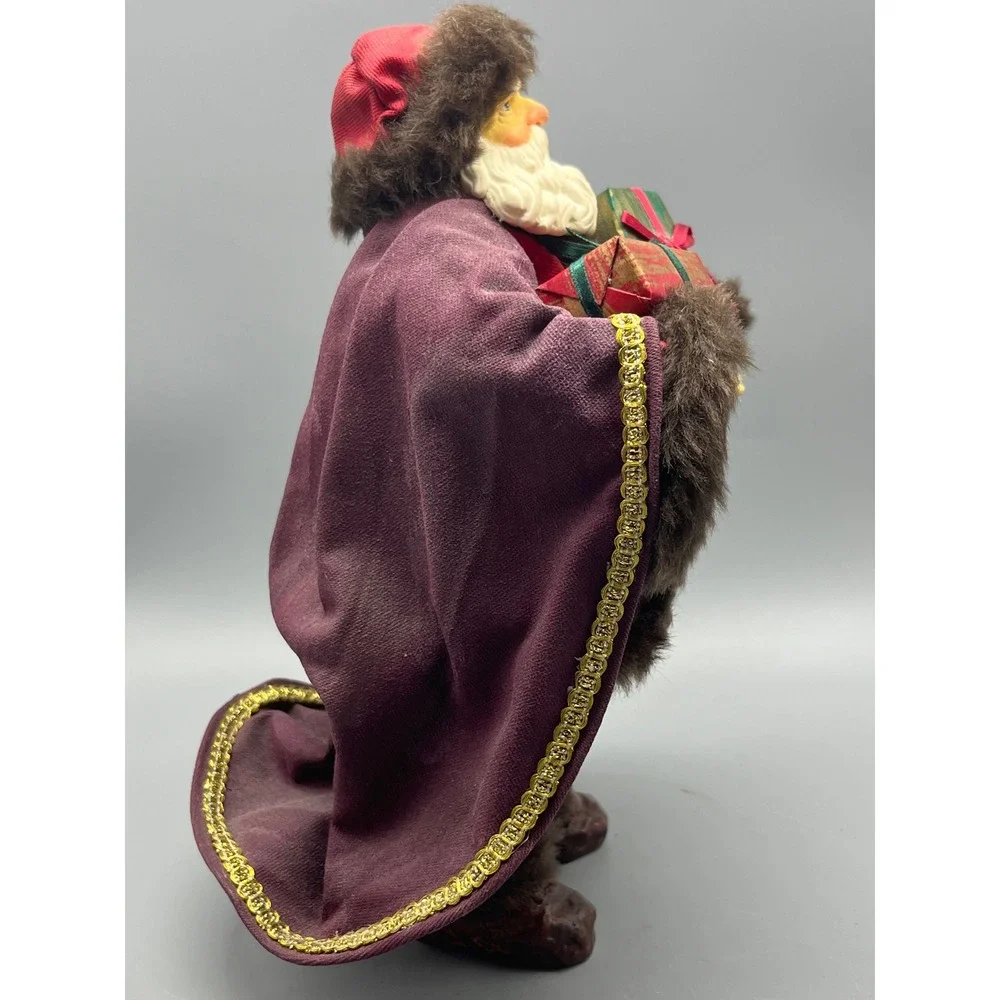 Vintage Old World Santa Figurine Clothtique like ,Fabric Mache Holding Gifts 11